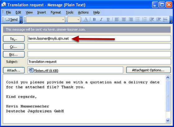 Erase the original e-mail recipient's address and enter the new e-mail to which the message is to be re-routed